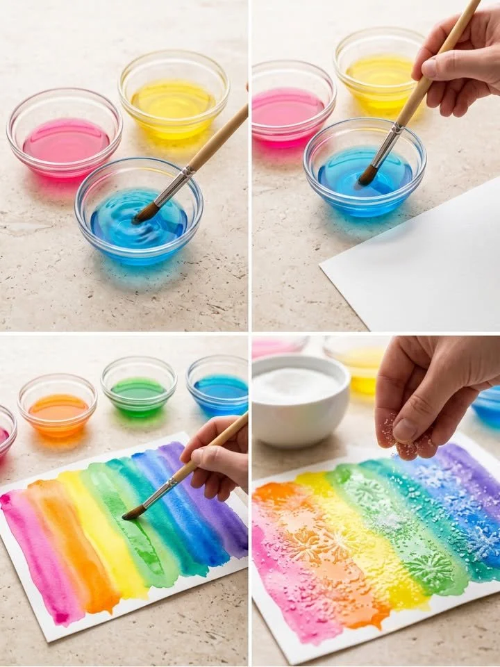 Colorful Sugar Crystal Rainbow Painting craft for creative kids and adults